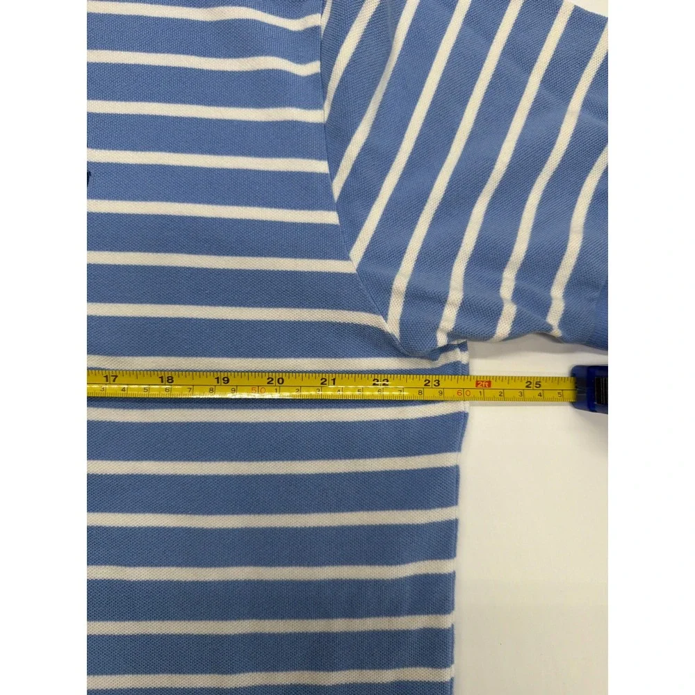 Polo Ralph Lauren Mens XL Blue White Striped Short Sleeve Pique‎ Polo Shirt Logo